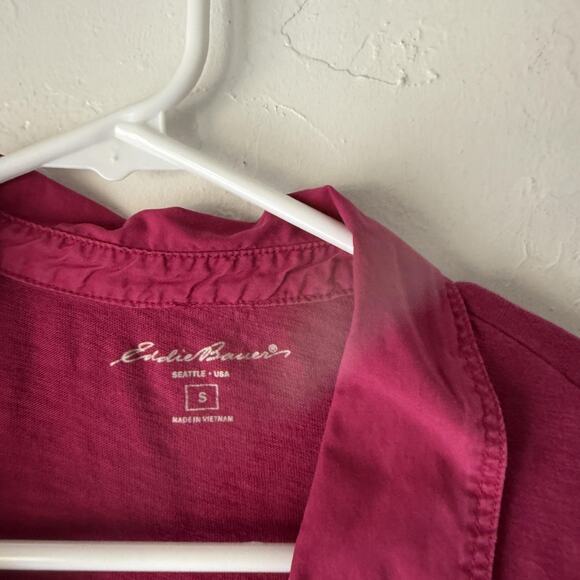 Eddie Bauer Shirt Y2k Small Pink Button Front Long Sleeve 100% Cotton Button Up - Picture 4 of 8